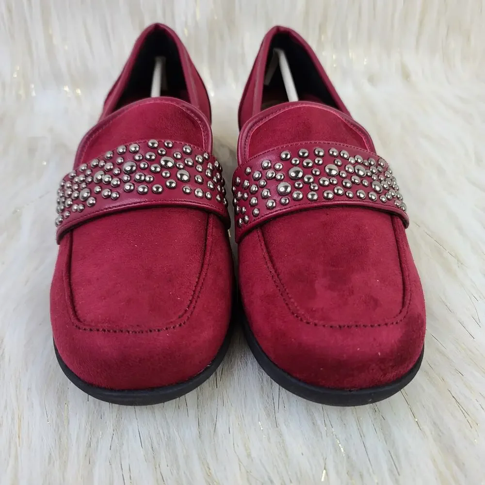 New Comfortview Garland Red Faux Suede Slip On Loafers Size 7M